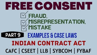 Fraud  Misrepresentation  Mistake  Free Consent  Indian Contract Act  Caselaws  Example [upl. by Bobine]