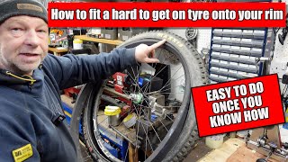 How to fit a really difficult fitting tyre to a Bike wheel [upl. by Eglanteen882]