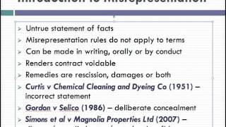 Misrepresentation Lecture 1 of 4 [upl. by Llamaj]